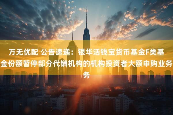 万无优配 公告速递：银华活钱宝货币基金F类基金份额暂停部分代销机构的机构投资者大额申购业务